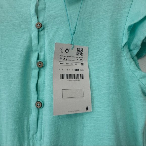 Zara Girls Mint Green Romper Shorts Size 11/12 NWT - Picture 4 of 7